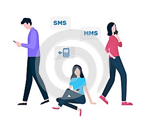 Cellular Communication Sms and MMS Services Vector