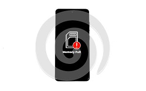 Cellular Problems Concepts. Smart phone with full storage icon on screen isolated on white background. All screen graphics are