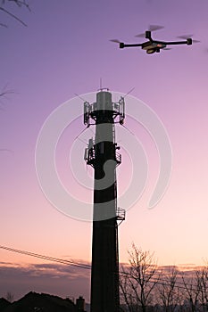 cellular signal tower inspecting and detecting drone