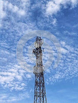 Cellular Tower Against a Blue Sky