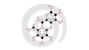 cellulose molecule, structural chemical formula, ball-and-stick model, isolated image polysaccharide e460