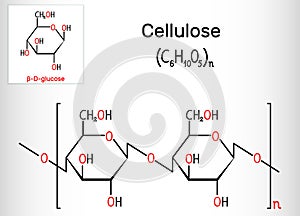 Cellulose polysaccharide molecule. Structural chemical formula