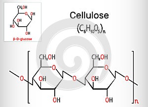Cellulose polysaccharide molecule. Structural chemical formula photo