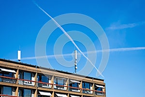 Cellural antenna and telecommunications tower. Mobile phone base station.