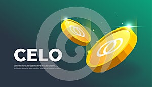 Celo Coin banner. CELO coin cryptocurrency concept banner background