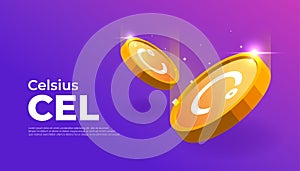 Celsius CEL banner. CEL coin cryptocurrency concept banner background