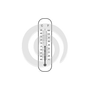 Celsius and fahrenheit meteorology thermometers measuring heat and cold icon isolated. Thermometer equipment showing hot