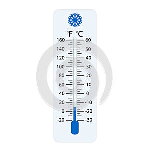 Celsius and fahrenheit meteorology thermometers measuring hot or cold, vector illustration. Thermometer equipment showing hot or