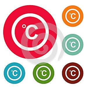 Celsius icons circle set vector