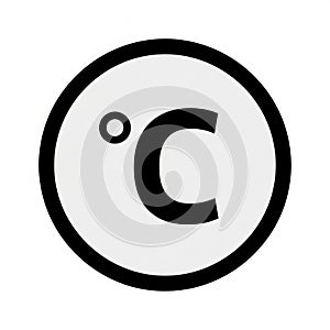 Celsius Temperature Symbol Icon with Black C and Degree Symbol on White Background