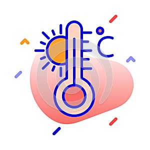 Celsius, temperature, termometer, sun fully editable vector icon