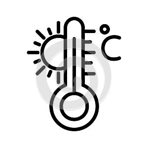 Celsius, temperature, termometer, sun fully editable vector icon