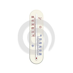 Celsius thermometer. Vector realistic outdoor dergree blank meter. Weather indicator. Graphic scalable illustration