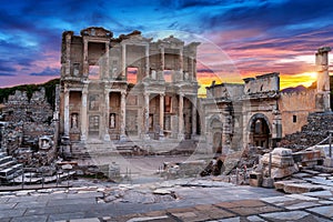 Celsus Library at Ephesus ancient city in Izmir, Turkey photo