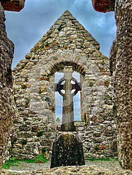 Celtic Cross at Clonmacnoise Monastery, County Offaly, Ireland