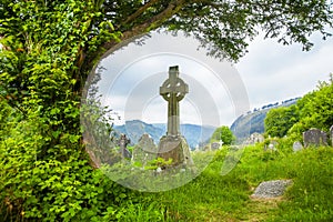 Celtic cross in Glendalough, Ireland