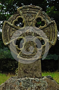 Celtic cross on graveyard