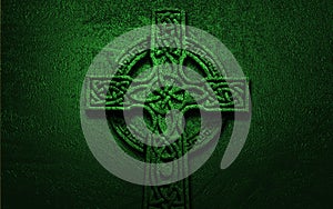 Celtic Cross on Green Background