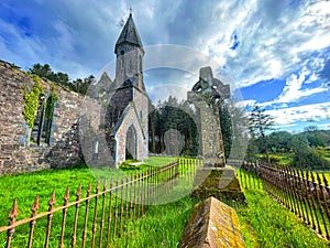 Celtic cross in the grounds of Toormakeady Church Lough Mask County Mayo Republic of Ireland