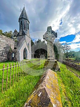 Celtic cross in the grounds of Toormakeady Church Lough Mask County Mayo Republic of Ireland