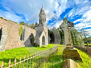 Celtic cross in the grounds of Toormakeady Church Lough Mask County Mayo Republic of Ireland