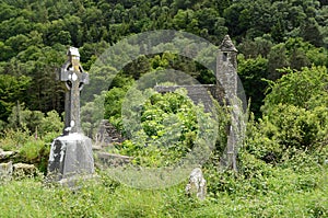 Celtic cross at a graveyard