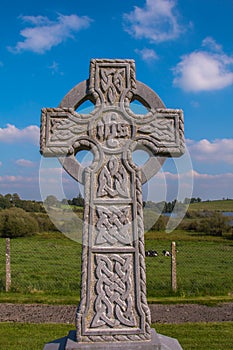 A celtic cross style headstone.