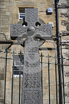 Celtic gravestone cross - intricate knotwork