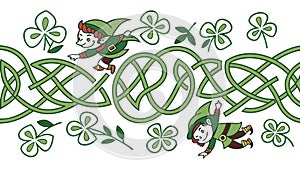 Celtic Knot Border Pattern, Interlocking Green Design, vector design Generative AI