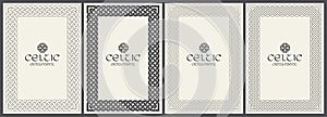 Celtic knot braided frame border ornament. A4 size