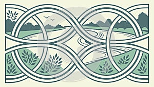 Celtic Knot Green Ribbon Pattern Vector, vector design Generative AI