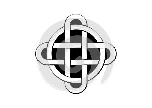 Celtic knot, interlocked circles logo, hand drawn  tattoo isolated on white background