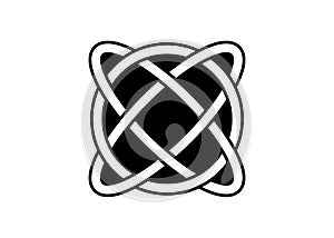 Celtic knot, interlocked circles logo, hand drawn  tattoo isolated on white background