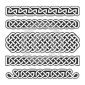Celtic knots vector medieval borders set in black and white
