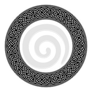 Celtic knotwork, circle frame with decorative loop border pattern