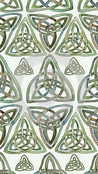 Celtic Knotwork Pattern with Green Triangles