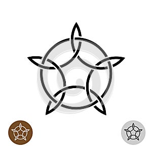 Celtic like style linear star with circle symbol