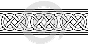 Celtic loop border knotwork, seamless tile and pattern of knots