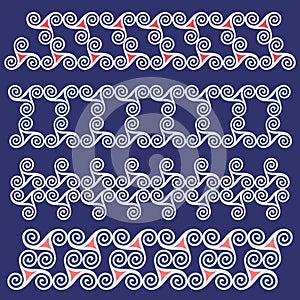 Celtic ribbon pattern from spirals and triangles
