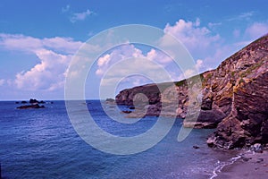 Celtic Sea and the Rock in Cornwall, England