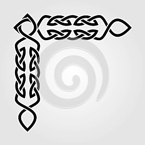 Celtic style corner isolated on white background. Vector illustration.