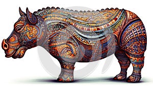 Celtic-style Sumatran rhinoceros created with generative AI technology