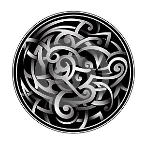 Celtic style tattoo in round shape