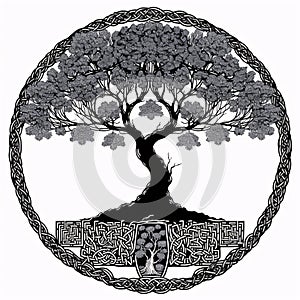 Celtic tree of life isolated on a white background.