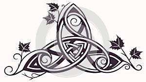 Celtic Triquetra with Leaves Vector, vector design Generative AI
