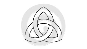 celtic triquetra trinity knot vector on white background. solid line style.