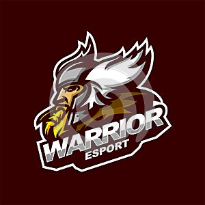 Celtic warrior e-sport gaming mascot logo template