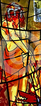 Celtic warrior in stained glass