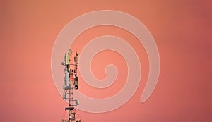 Celular antenna on sunset. Celular antenna 3g, 4g, 5g photo