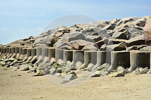 Cement Barrior Sea Wall Seawall Coastal Defense